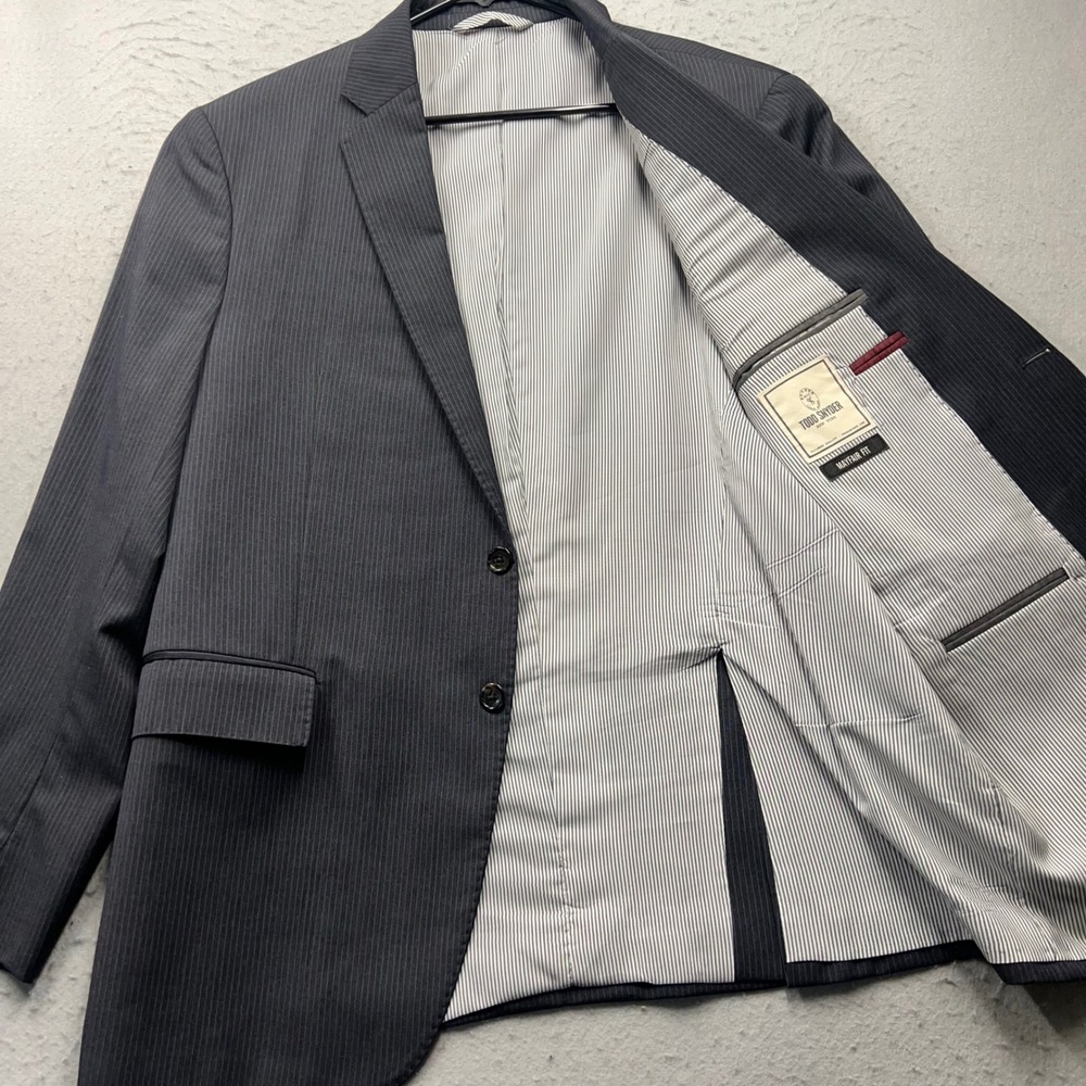 Todd Snyder Men Mayfair Fit Pinstripe Wool Suit Jacket Blazer Navy Grey 100 Wool